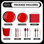 560 Pcs Red and Black Party Decorations, Serves 80 - Image 2