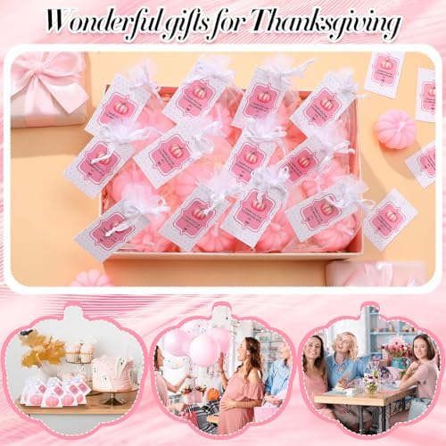 Treela 48 Set Pumpkin Candle Baby Shower Favors,Pink - Image 2