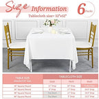 Showgeous 52x52 Inch White Square Tablecloths, Polyester Table Covers - Image 2