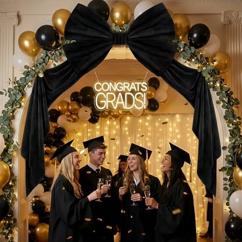 Suncalla 40 x 80 Inch Extra Large Black Velvet Bow for Backdrop, Xmas Tree - Image 5