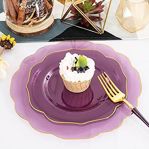 Ciaell 120 Piece Gold Plastic Plates for Halloween Parties - Image 4