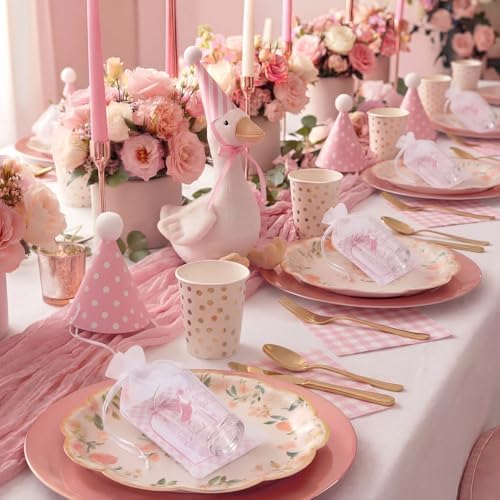 Vesici 50 Sets Silly Goose Party Favors for Guests Include Baby Shower Shot Glass and Card Organza Bag for Birthday Baby Shower Goose Party Supplies (Pink) - Image 2