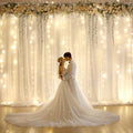 Shillance 20x10ft Ivory Chiffon Backdrop Curtain with Lights String for Wedding Sheer Tulle Curtain Photo Backdrops Drapes for Baby Shower Birthday Party Ceremony Decorations by Shillance