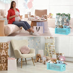 BAMBOOHOMIE Baby Shower Crate Closet, Baby Baskets with Hangers Handle, Baby Crate Box for Baby Shower, Welcome Gift Basket for Newborn Baby, Pregnancy Gift for New Parents (Blue, Large Size) - Image 7