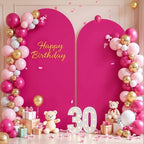 Hot Pink Arch Cover 2 Set-7.2FT, 6FT Arch Backdrop Cover Spandex Fitted Wedding Arch Stand Covers for Bridal Shower Baby Shower Birthday Party Ceremony Banquet Photo Background Decorations - Image 2