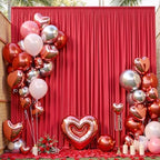 20ft x 10ft Wrinkle Free Red Backdrop Curtain for Parties, 4 Panels 5×10ft Silky Polyester Red Photo Backdrop Drapes Back Drop Cloth for Birthday Theme Party Wedding Photography Background - Image 5