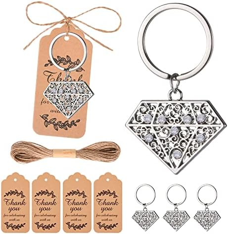 24 PCS Siliver Diamond Shape Keychain Diamond Ring Key Chains for Party Decoration Wedding Souvenirs Key Rings for Bridal Shower Wedding Return Gift Souvenirs for Guests Theme Party Decorations by WxzumgPARTYFAVORS