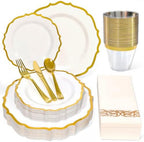 Glowserve 175 Piece Disposable Plastic Plates Dinnerware Set for 25 Guests by glowserve