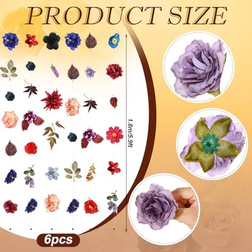 6 Pcs 35.9 ft Hanging Flower Artificial Wildflower Garlands Floral Vines - Image 2
