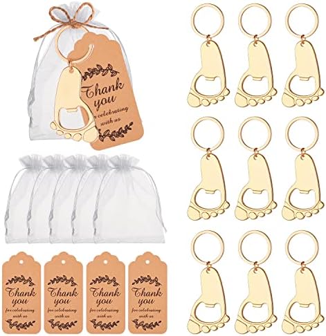 50 Pcs Golden Footprint Bottle Opener Baby Shower Favors for Guest by KaGrbves
