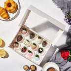 50PCS 10 x 7 x 2.5 inches One Piece White Bakery Boxes, Strawberry Boxes, Elegant White Cookie Boxes with Display Window - Image 3