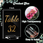 Tuanse 40 Pack Gold Acrylic Wedding Table Numbers 1-40 Clear Stand with Calligraphy Holders - 5 x 7 Inch Acrylic Table Signs for Wedding Reception Centerpieces - Image 2