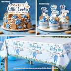 Costova Milk and Cookies Baby Shower Decorations, 123 PCs Cookie Baby Shower Party Supplies with A Sweet Little Cookie Is on the Way Backdrop, Balloon Garland, Cake Topper, Boxes - Image 6