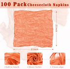 100 Pack Orange Cheesecloth Napkins 21x21 Inches Orange Cloth Napkins Set of 100 Washable Dinner Table Napkins for Wedding Bridal Baby Shower Rustic Boho Cotton Gauze Family Party Table Decor - Image 3