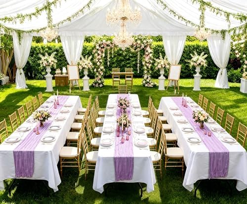 20 Pack Lavender Table Runner 17 x 108inch Cheesecloth Table Runner Rustic Boho Gauze Sheer Fabric Cheese Cloth Table Runners for Wedding Party Bridal Baby Shower Birthday Spring Table Decor - Image 6