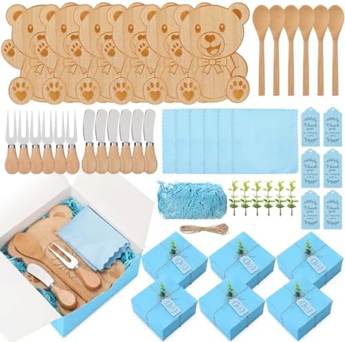 50 Pcs Baby Shower Game Prize, 6 Bear Cheese Board Gift Set, Blue by Yiyiring