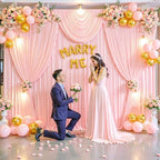 10ft x 10ft Blush Pink Backdrop Curtain for Parties Pink Wrinkle Free Backdrop Drapes Panels for Baby Shower Wedding Birthday Photo Gender Reveal Photography Polyester Fabric Background Decoration - Image 3