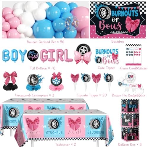142pcs Burnouts or Bows Gender Reveal Decorations, One-stop Set - Image 2