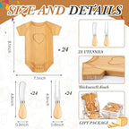 Ziliny 24 Set Baby Shower Prizes Clothing Cheese Board Gift Set,Bamboo - Image 2