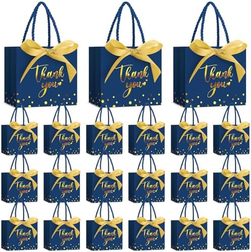 Jetec 45 Pcs Mini Thank You Gift Bag with Handle, Business Blue/gold by Jetec