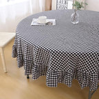 Black White Gingham Tablecloth Round Dia.70“ by KMASANIJI