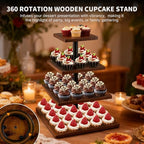 4 Tier Cupcake Stand for 50 Cupcakes,360°Wooden Cake Dessert Tower Holder - Image 3