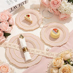 Liacere 350PCS Pink Plates Disposable-PinK Plates 50guest Baroque Plastic Dinnerware include 100Plates, 50Pack Pre Rolled Napkins with Silverware 50Cups Perfect for Wedding & Party & Baby shower - Image 5