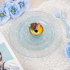 Rubtlamp 180Pcs Blue Glitter Dinnerware Set(30 Guests), Blue Plastic Plate With Gitter Disposable Silverware, Gitter Plate Set Include 30Dinner Platos, 30Dessert Platos, 90Cutlerys, 30Cups for Party - Image 3