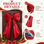 Sosation Christmas Red Large Bow Decor Big Bow for Backdrop 24x43 in - Image 3