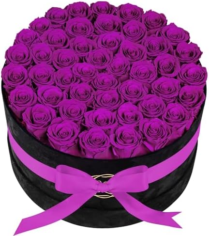 Prifroti 47 Flowers in a Luxury Suede Box, Birthday Gifts for Women, Preserved Flowers, Mothers Day Roses Gift for Mom, Bossy Pink by Prifroti