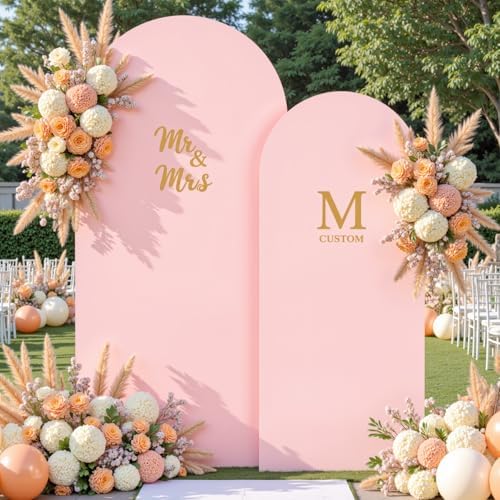 Dusty Rose Arch Cover 2 Set-7.2 and 6ft Dusty Pink Arch Backdrop Cover Spandex Wedding Arch Stand Covers for Baby Shower Girls Birthday Party Bridal Shower Wedding Photo Balloon Arches Background - Image 2
