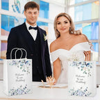 Kolldenn 50 Pcs Welcome Bags for Wedding Guests with Handles, Blue, Floral - Image 6