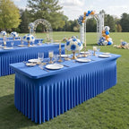 NSSONBEN 6 pk Royal Blue Spandex Tablecloths 6ft, Wrinkle Free High Stretch Fitted Table Cloths for 6 Foot Rectangle Tables, Ruffle Skirt Spandex Table Covers 6ft for Party Wedding Banquet - Image 3