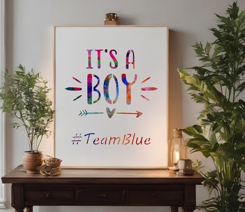 It's a Boy Baby Gender Reveal Stencil Team Blue Template Reusable for Painting on Walls, Wood, Arts and Crafts (726) - 17 x 22 Inches - Image 2