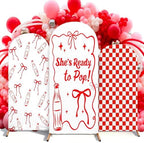 3 Pcs She's Ready to Pop Arch Backdrop Cover 4ft 5ft 6ft Red and White by Unknown