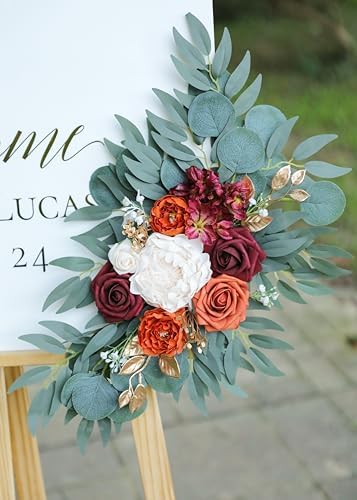 Artificial Burnt Orange Wedding Arch Flower Floral Swags Set of 2 - Image 5