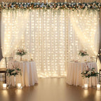 Shillance 20x10ft Ivory Chiffon Backdrop Curtain with Lights String for Wedding Sheer Tulle Curtain Photo Backdrops Drapes for Baby Shower Birthday Party Ceremony Decorations - Image 3