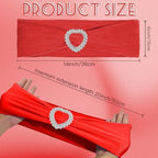 100PCS Spandex Stretch Red Chair Sashes Bows Universal Elastic Chair Cover Bands Ties with Buckle Slider for Wedding Party Birthday Reception Event Banquet Decoration(Red) - Image 3