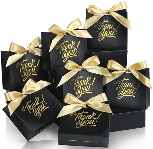 EQOREIIN 100 Pack Small Thank You Gift Bags with Ribbon, 4.5x1.8x3.9 Inches by EQOREIIN
