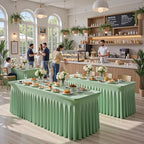 2 Packs Sage Green Spandex Table Cloths 8 Foot, Fitted Stretch Table Cover with Skirts 30x96 Inch, Wrinkle-Free Floor Length Tablecloths Rectangular for Weddings Parties Banquets Events Decorations - Image 3