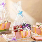 Tuanse 30 Pcs Basket for Gift Empty DIY Bulk Gift Basket Kit with Handle Kraft Cardboard Tray with 30 Bag 30 Bow Market Tray for Wedding Party, Pink, 9.8 x 6.7 x 4.3 in - Image 4