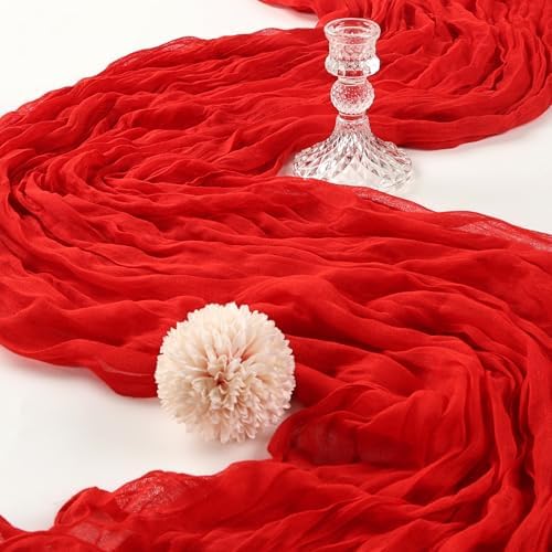 12 Pack 10Ft Red Cheesecloth Table Runner 23 x 120 Inch - Image 3