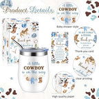 Hoolerry 6 Set Baby Shower Cups, 12oz Stainless Steel Tumbler, Cowboy - Image 3