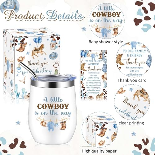 Hoolerry 6 Set Baby Shower Cups, 12oz Stainless Steel Tumbler, Cowboy - Image 3