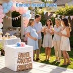 Faelhacon 28”Giant Gender Reveal Gift Box with Lid Banner 40 Pcs Blue Balloons and Ribbons Sturdy Cardboard Easy Assembly Boy Or Girl Reveal Party Decor DIY Foldable Storage(Blue) - Image 5