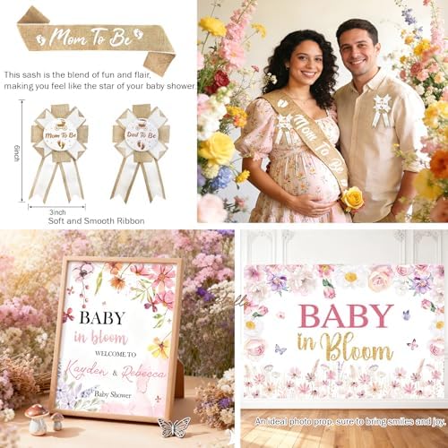 Hombae Baby in Bloom Baby Shower Decorations, 155PCs Spring Wildflower Party Supplies Wild Flower Decor for Girl with Floral Balloons Boxes, Banner, Backdrop, Tablecloth, Cake Cupcake Topper - Image 4