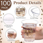 100 Pcs Western Cowboy Plastic Cups for Party Supplies, 12 oz - Image 2