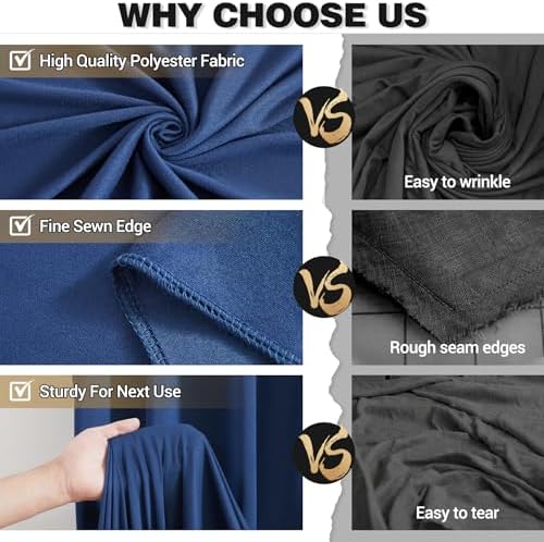 40x10ft Navy Blue Backdrop Curtain Panels for Parties - Wrinkle Free Polyester Photo Curtain Backdrop Wedding Back Drop Fabric Drapes for Party Decorations Background for Photography - Image 5