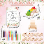 Hiboom 75 Pcs Baby Shower Wood DIY Print Car Set, Pink, Flower - Image 2