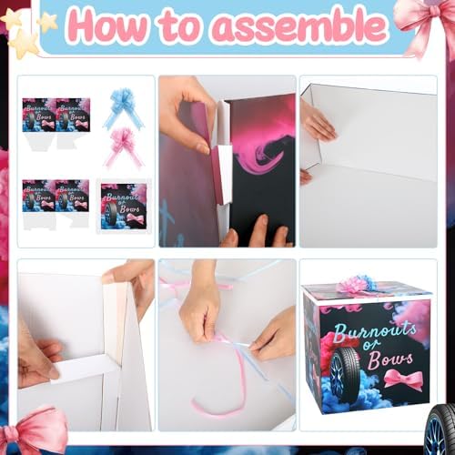 AmazingSpark 28in Giant Gender Reveal Gift Box Kit, Burnouts or Bows - Image 3